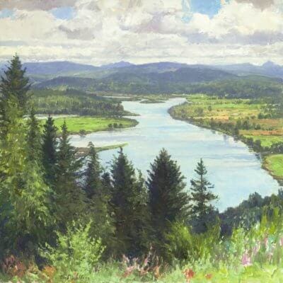 YOUNGS RIVER ASTORIA oil on linen canvas 30x30 by Curt Walters
