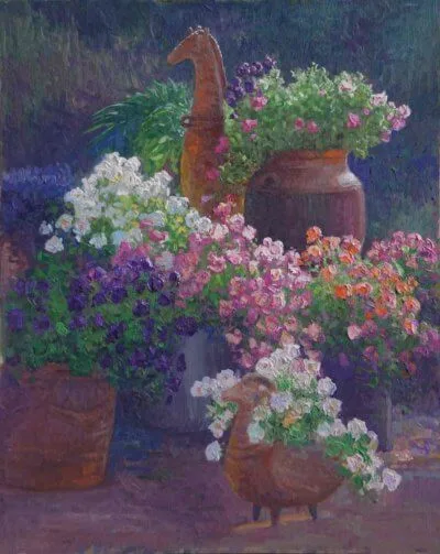 Tom's Flowers 30x24 1987 Painting by Curt Walters