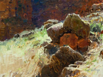 HILLSIDE BOULDERS AT NANKOWEEP oil